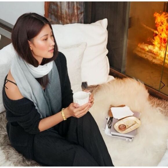 NWT $150 MSRP Carly Cushnie Gray Horizon Ombré Print Scarf Wrap One Size - New - Picture 2 of 8